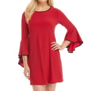 🌟 MSK Bell Sleeve Red Shift Flowy Comfy Dress